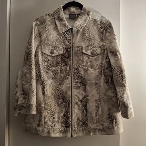 Chico's Brown & Tan Animal Patterned Women's Cropped Jacket
